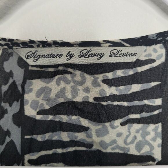 Larry Levine black white mixed print grunge lace abstract art to wear top large - Picture 4 of 7